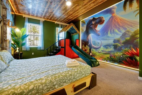 Quarto com decoração de dinossauros